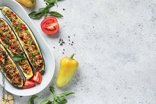 Baked stuffed zucchini boat...