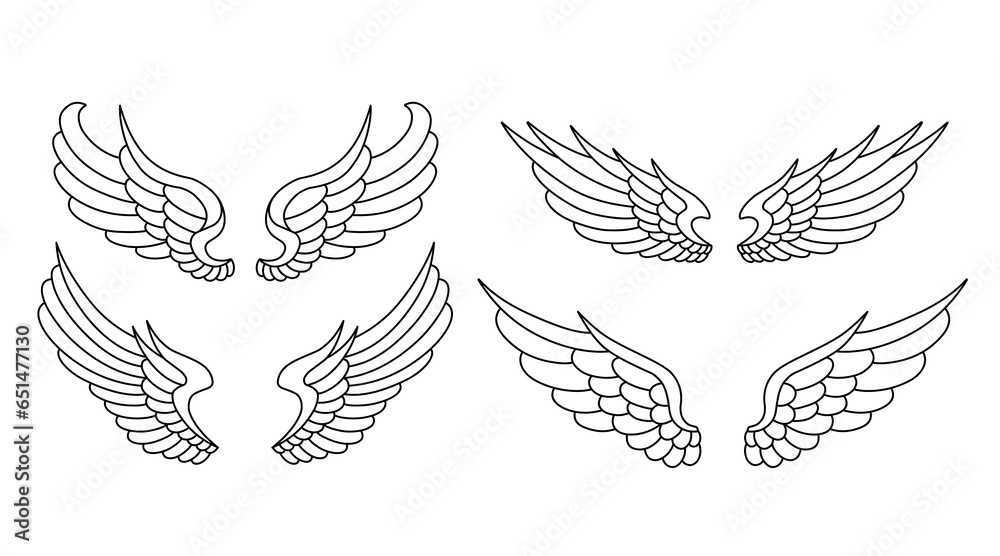 Obraz premium vector angel wings line art style 
