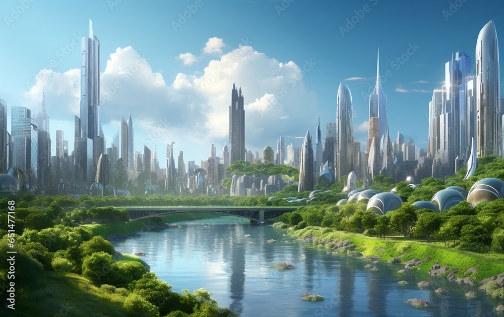 Imagine a Futuristic Cityscape with Skyscrapers