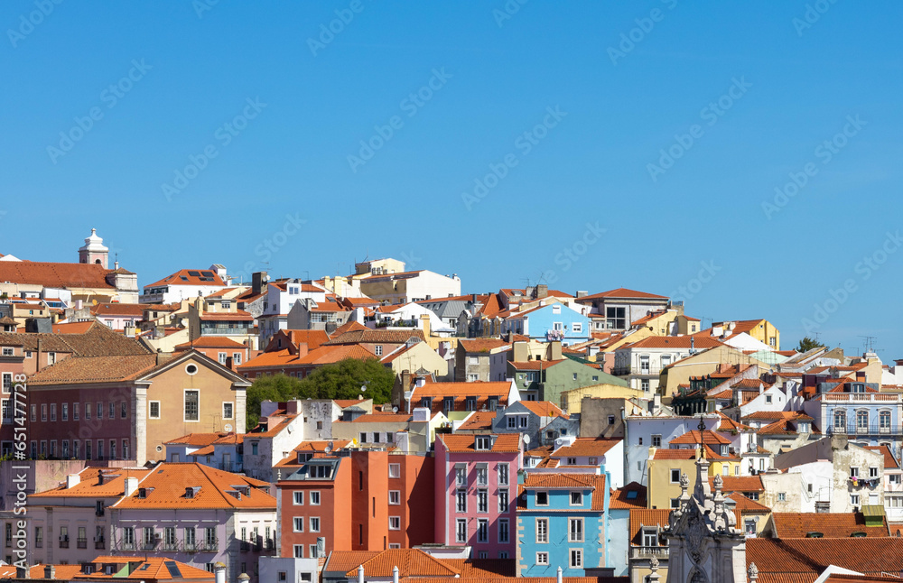 View of colorful houses in Lisbon