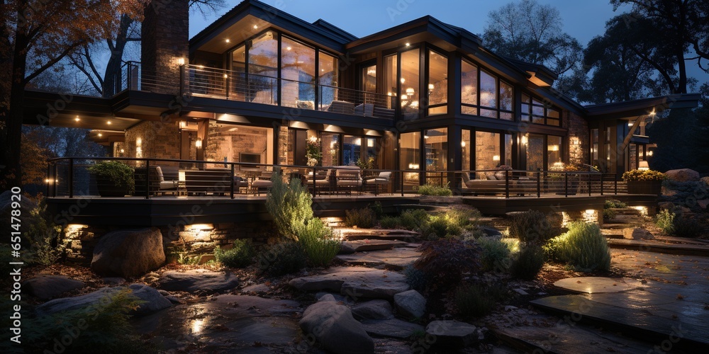 Beautiful Home Exterior at Night Beautiful Home Exterior at Night