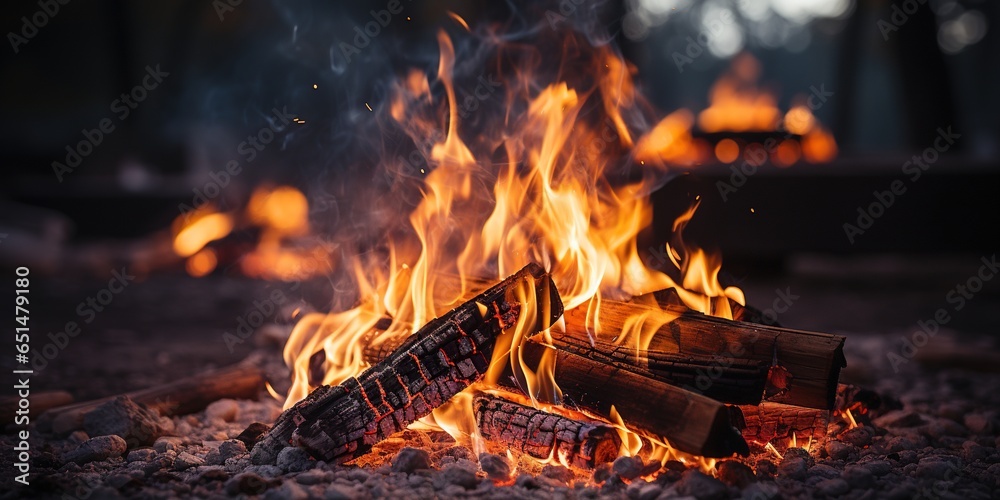 Close up of a campfire - obrazy, fototapety, plakaty 