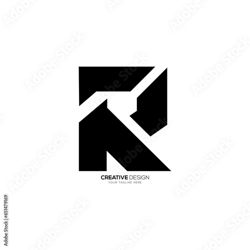 Letter Rk or Kr modern flat new unique shape abstract stylish black monogram logo