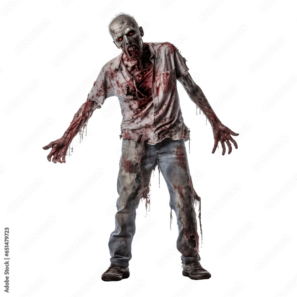 Zombie Character Isolated on Transparent Background Zombie Character Isolated on Transparent Background