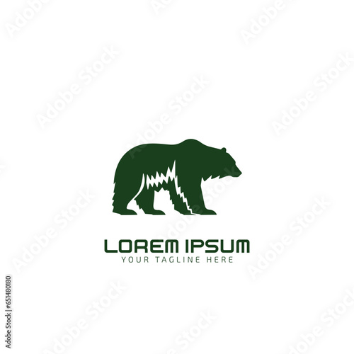 Bear in continuous line art drawing style. vector logo black grizzly bear silhouette.roaring bear. logo, icon, template background