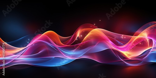 Shiny neon waves, dynamic electric motion, energy or speed concept. Vector illustration for wallpaper, banner, background, leaflet, catalog, cover, flyer