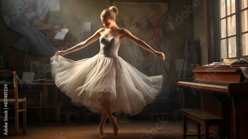 Ballerina working. Generative AI.