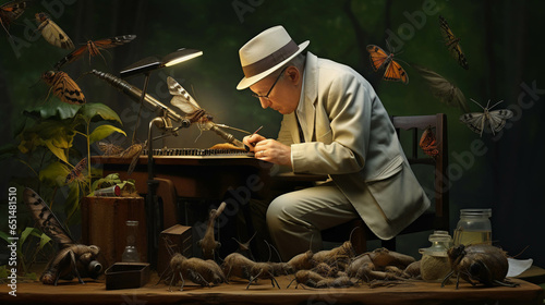 Illustration of entomologist working. Generative AI. photo