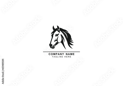 Horse face logo vector icon emblem template mascot symbol for business or shirt design. Vector Vintage Design Element.