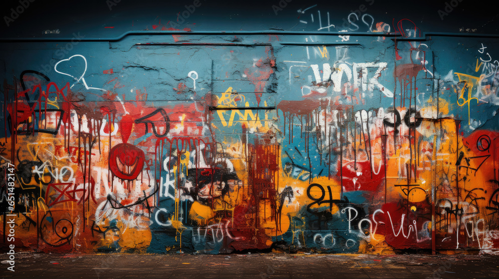 Fototapeta premium creative graffiti wall in modern colors created with Generative AI technology