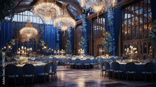 Banquet hall for weddings, banquet hall decoration, atmospheric decor : Generative AI