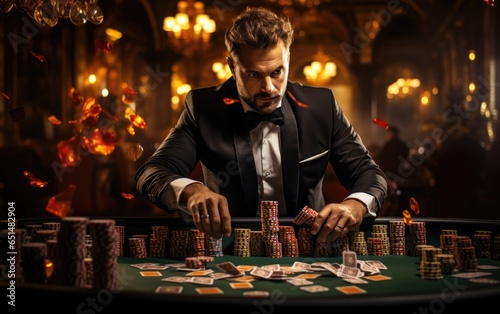 Poker player with playing c...