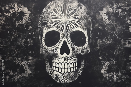 Day of the Dead. Skull on a black background