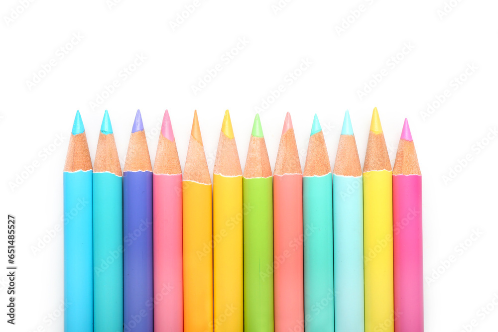 Many colorful pencils isolated on white background Many colorful pencils isolated on white background
