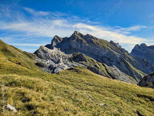 Hike in the Alpstein area. Mountaineering from the Silberplatten towards Säntis. Wanderlust in Appenzell. High quality photo photo