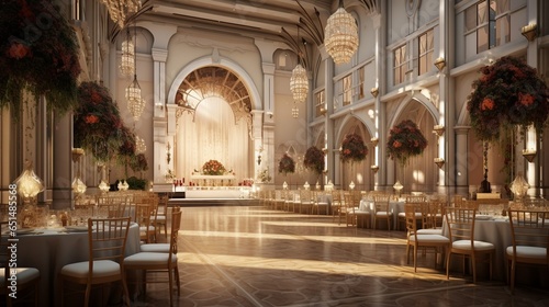 elegant wedding hall, wedding concept : Generative AI photo