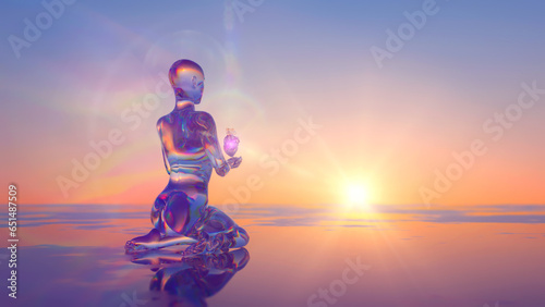 3d illustration of energy practices of spiritual healing