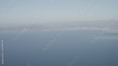 Airplane shot, approaching Cote D Azur airport, view of south France coast photo