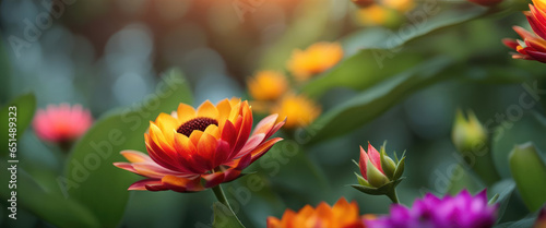 Bokeh Concept Background Blooming Flower In The Focus