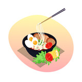Chinese hotpot bowl vector illustration