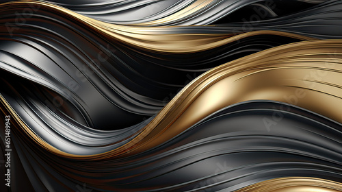 grey and gold waves intertwining in a dance of luxury.  AI generative