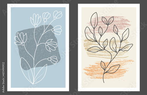 A set of hand-drawn paintings for interior design of premises. Minimalist designs for prints, paintings, posters and creative ideas