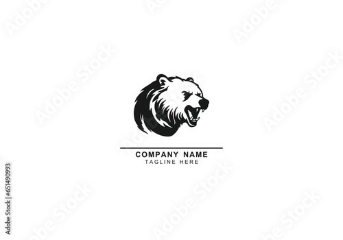 bear or panda logo silhouette vector icon symbol. Black bear or panda elements isolated. Good for camping logo. Vector