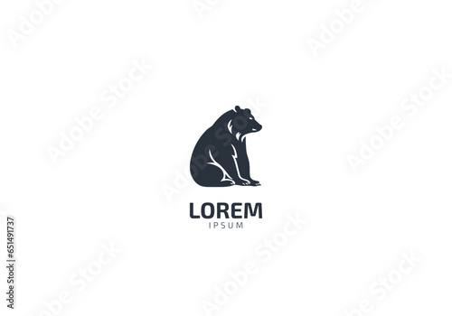 panda or bear cute and funny Silhouette icons logo. Panda or bear logo. Cartoon Character. Vector illustration