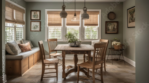 Charming Rustic Decor in Cozy Dining Space - Created using Generative AI