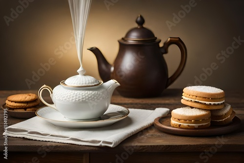 teapot and cup of tea on table