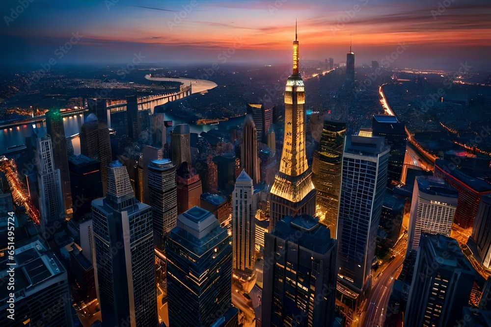Naklejka premium city skyline at night