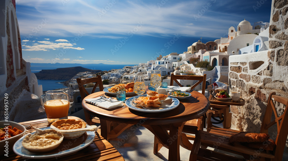 Greek gastronomy, traditional dishes feta, yogurt, tzatziki, moussaka, Greek salad and fish