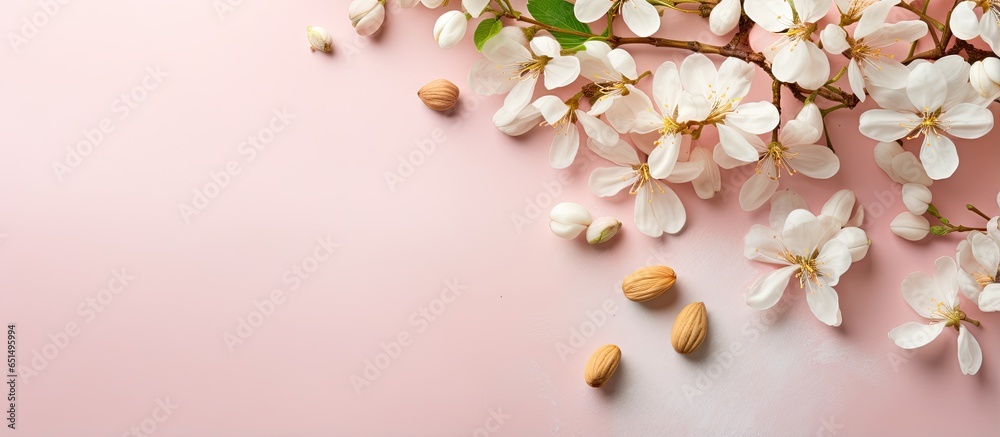Peanuts without shells on isolated pastel background Copy space surface