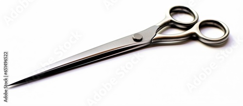 Pet grooming scissors with curved design isolated on white background