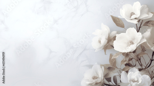 illustration with a bouquet of white flowers. template for wedding invitations. Generative Ai © PETR BABKIN