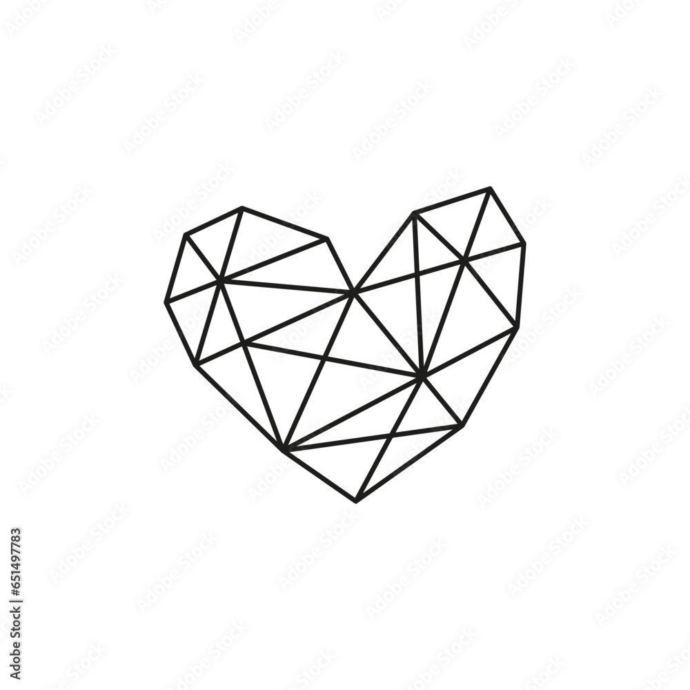 Polygonal one line heart. Polygonal one line heart.