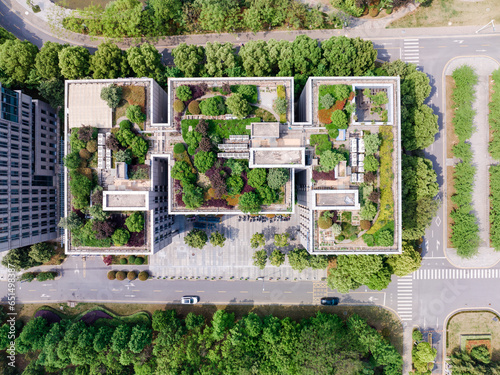 Εκτύπωση καμβά Aerial photography of modern cities, green cities, ecological cities