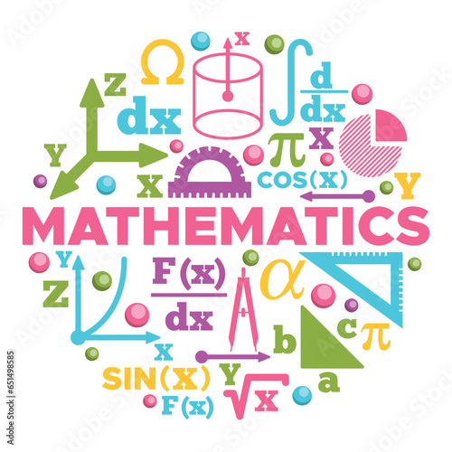 Set of math icons. Isolated on white background. Vector illustration.