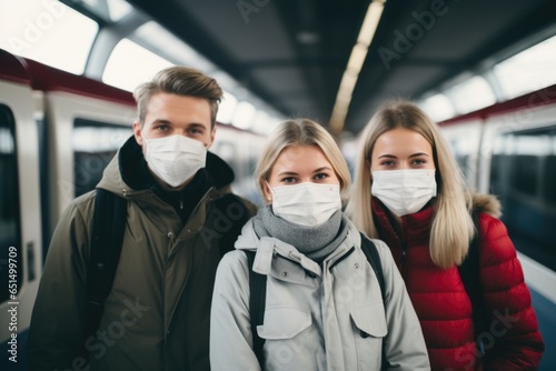 Passengers in Masks on Public Transit