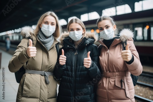 Passengers in Masks on Public Transit