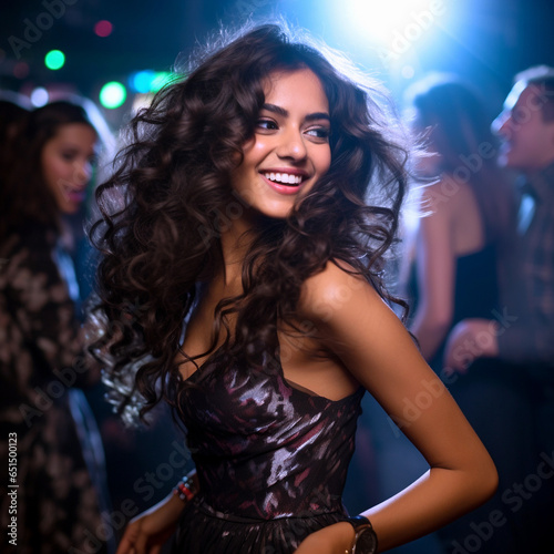 beautiful girl in the lights of the party