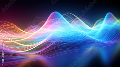 Colorful waveforms. Abstract wallpaper. Background for a mobile/desktop device or for a website homepage hero. Space for copy / text. photo