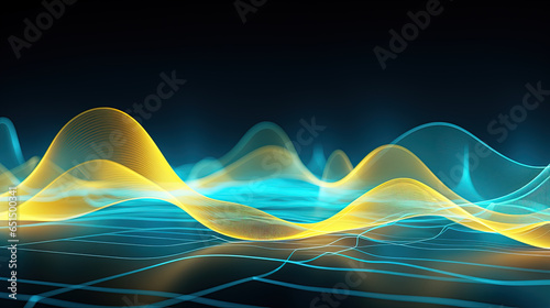 Colorful waveforms. Abstract wallpaper. Background for a mobile/desktop device or for a website homepage hero. Space for copy / text. photo