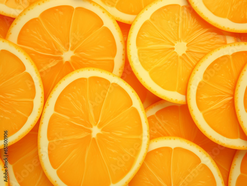 background of fruit pattern of orange slices top view of juicy orange. AI Generation
