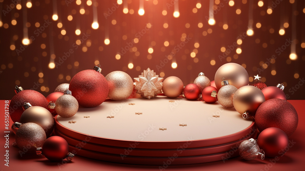 3d of luxury podium with christmas decoration, Christmas concept. Generative AI. 3d of luxury podium with christmas decoration, Christmas concept. Generative AI.