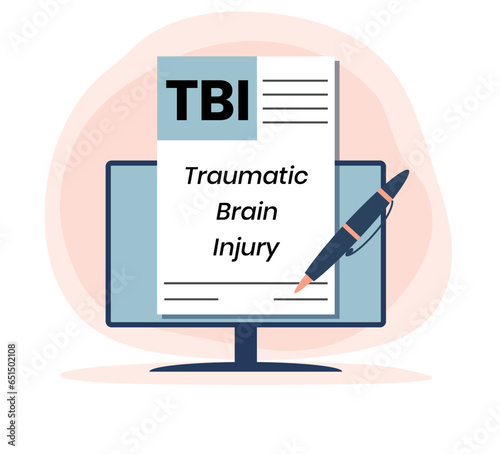 TBI - Traumatic Brain Injury acronym, medical concept background. vector illustration concept with keywords. lettering illustration with icons for web banner, flyer, landing page
