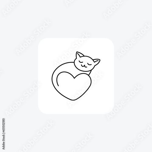 Cat Love Animal Line Style Icon