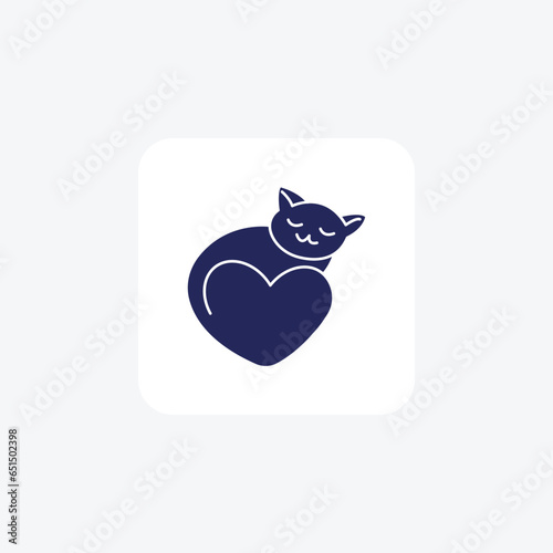 Cat Love Animal Glyph Filled Style Icon