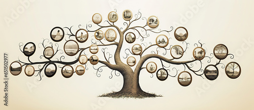 Family tree illustration, template for a mug.