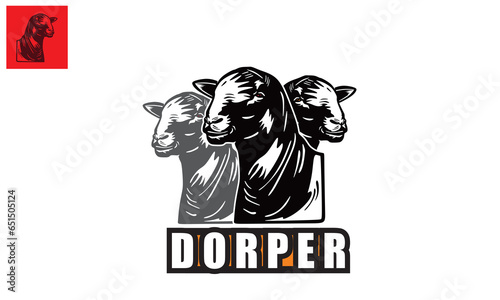 DORPER SHEEP HEAD LOGO, silhouette of great big sheeps face vector illustrations.